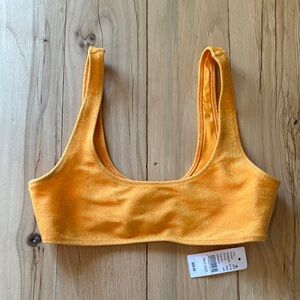 Kendall & Kylie PacSun Orange Sparkle Bikini Swimsuit Top Size M Scoop Neck NWT